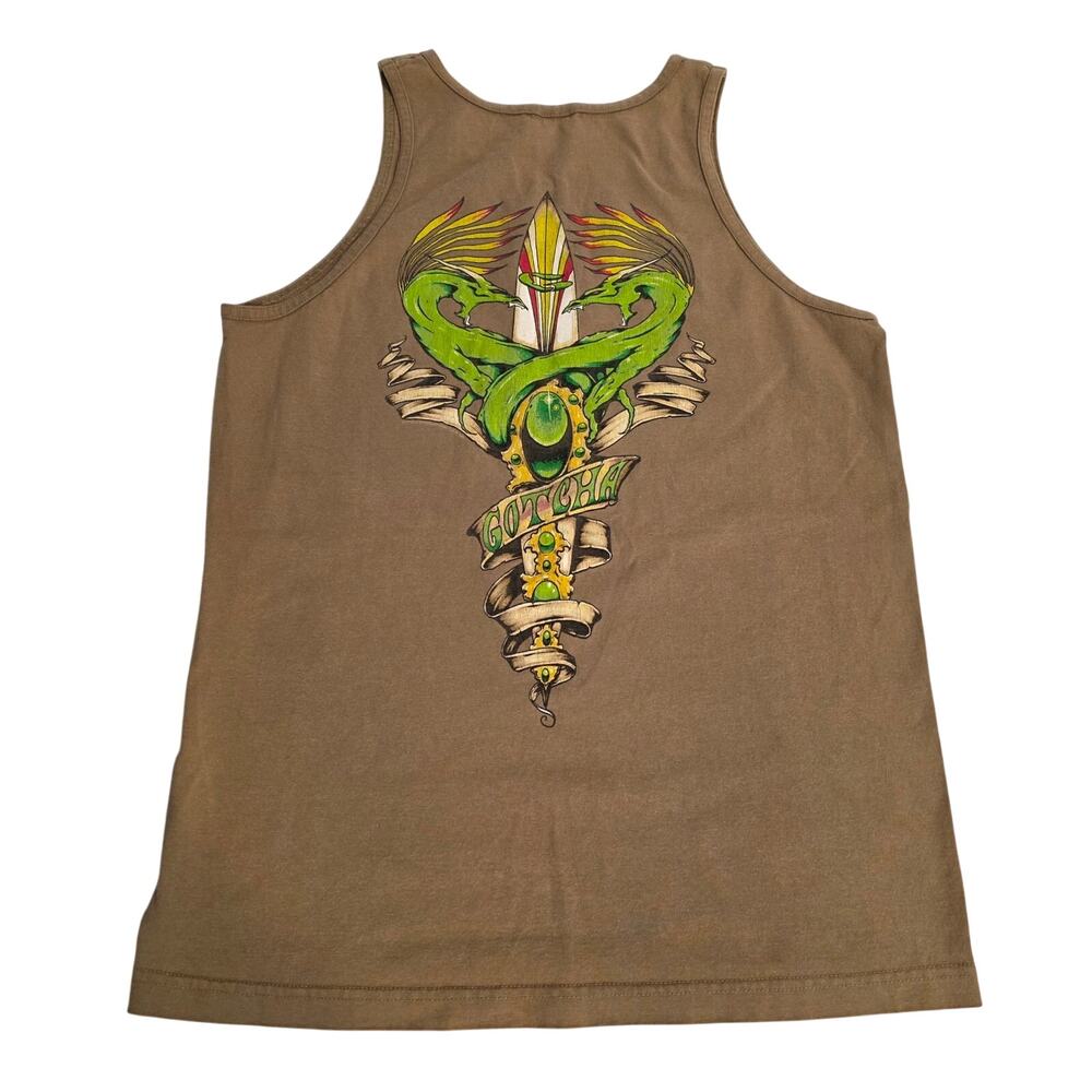 Vintage 90s Gotcha Surf Dragons Graphic Tank Top Medium
